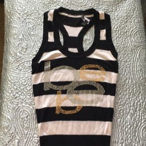 BEBE Black and white sweater knit tank